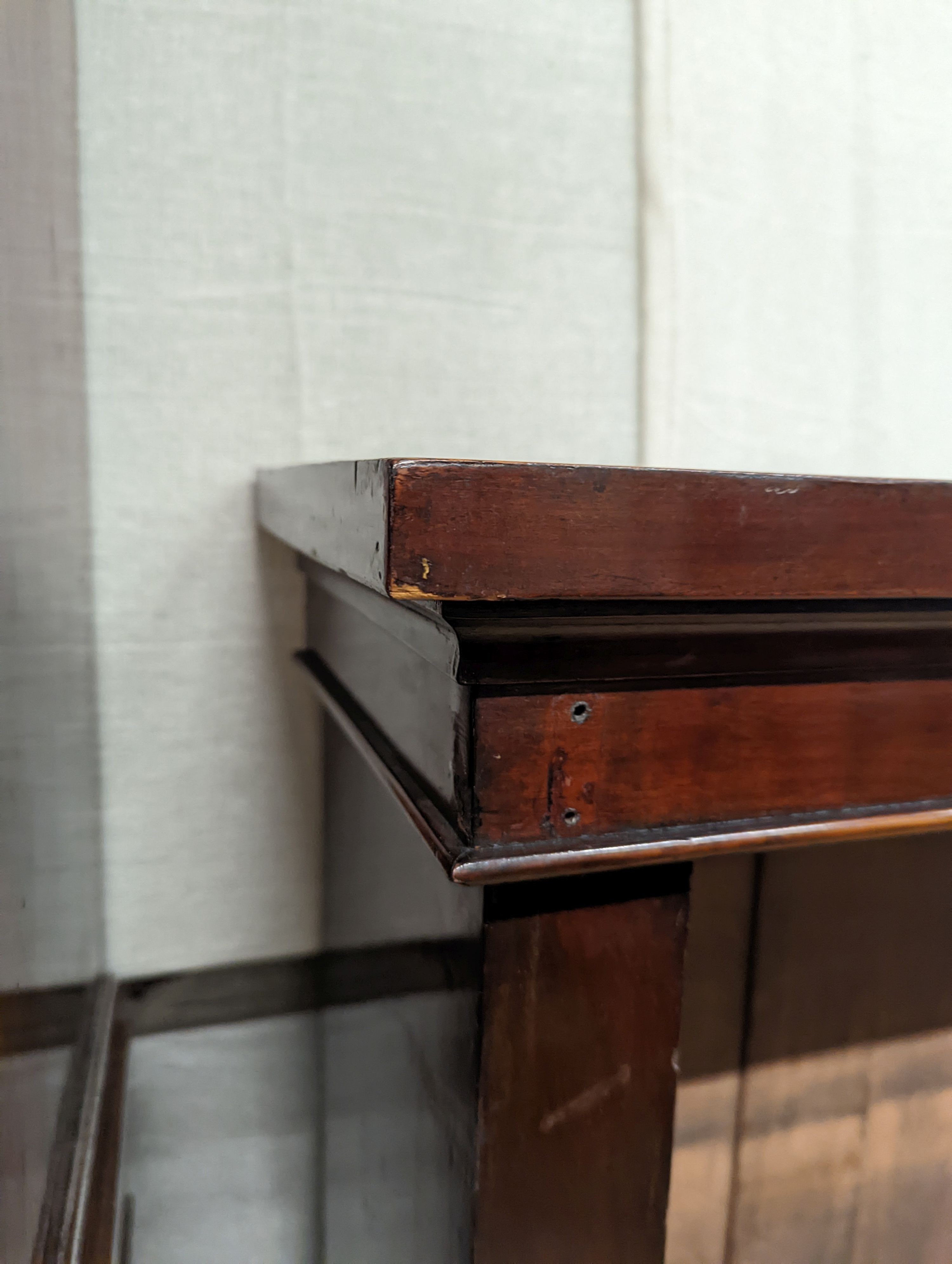 A late Victorian mahogany open bookcase, width 111cm, depth 34cm, height 119cm